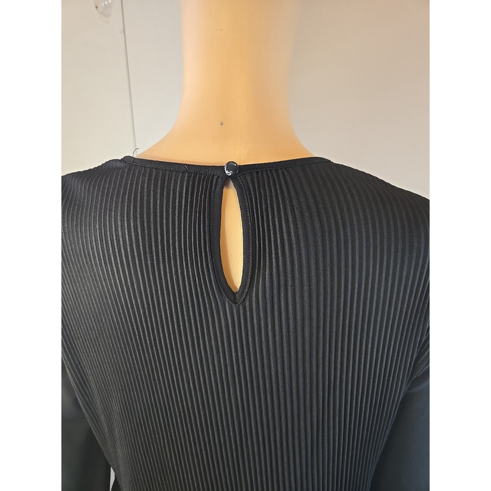 Adrianna Papell Women's Black Pleated Flowy 3/4 Sleeve Top Size Medium - Picture 5 of 8